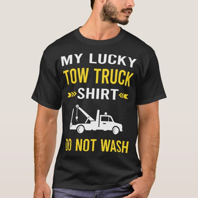 Camiseta Camiones de remolque de remolque con suerte (Anverso)