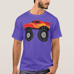 Camiseta Camiones Kawaii 4x4 Aplastando Camión Monstruo Roj