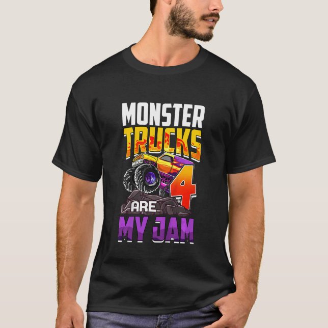 Camiseta Camiones monstruales para niños son mi fiesta de c (Anverso)