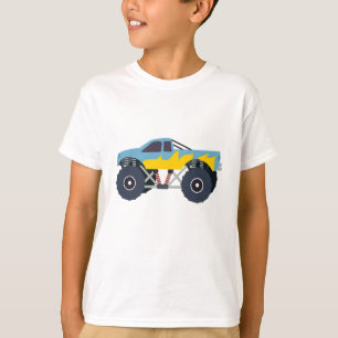Camiseta Camiones monstruos de colores Carreras niños azul