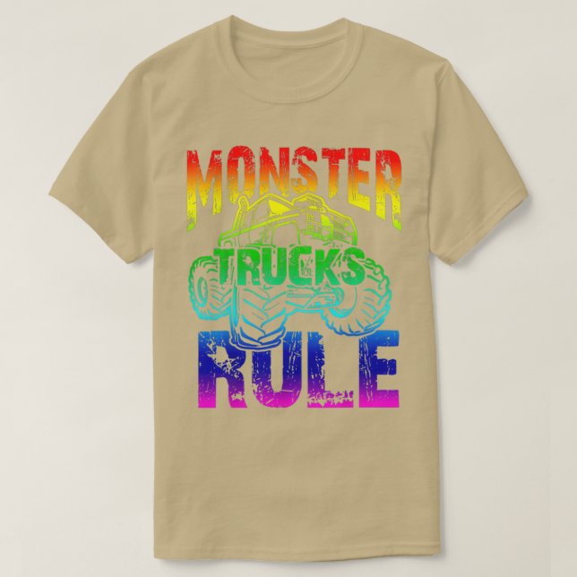 Camiseta Camiones monstruos gobiernan el arcoiris 2 (Diseño del anverso)