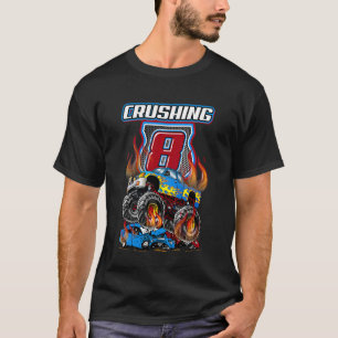 Camiseta Camiones Monstruos para Niños Octavo Cumpleaños Pa