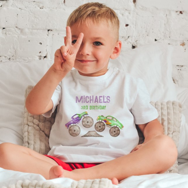 Camiseta Camiones Monstruos Púrpura Niño Cumpleaños (Subido por el creador)