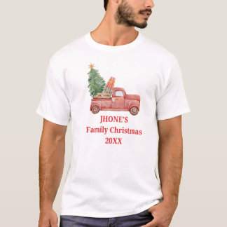 Camiseta Camioneta de Navidad Familiar Personalizada Vintag