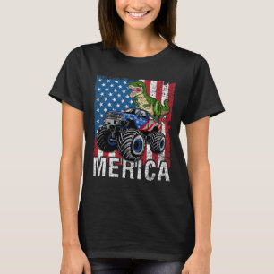 Camiseta Camioneta Monstruo Dinosaurio Americana Bandera 4