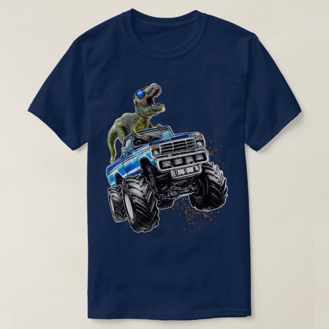 Camiseta Camioneta Monstruo T Rex Dinosaurio Patriótico Cum (Diseño del anverso)