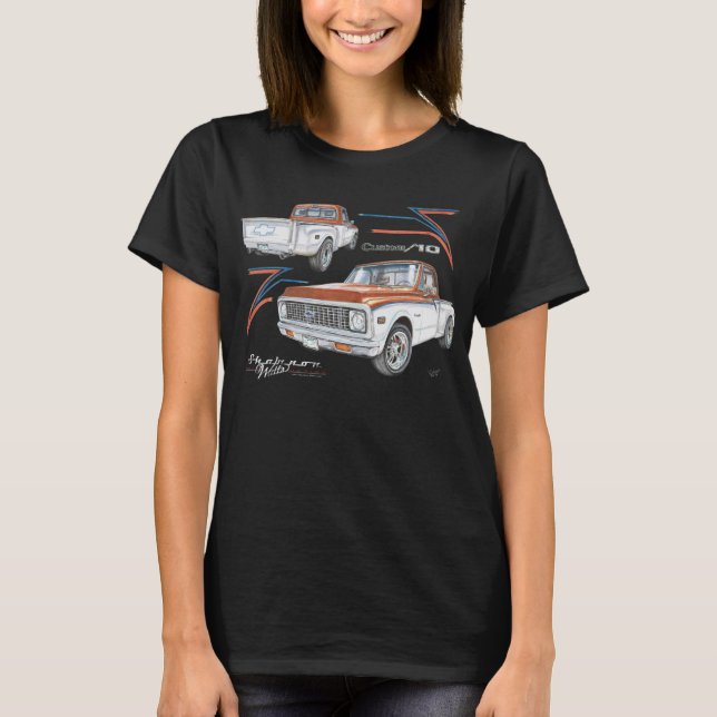 Camiseta Camioneta pickup 1972 de Chevrolet C10 Stepside (Anverso)