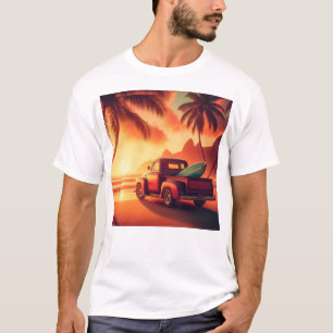 Camiseta camioneta surf vintage tropical/hawaiana