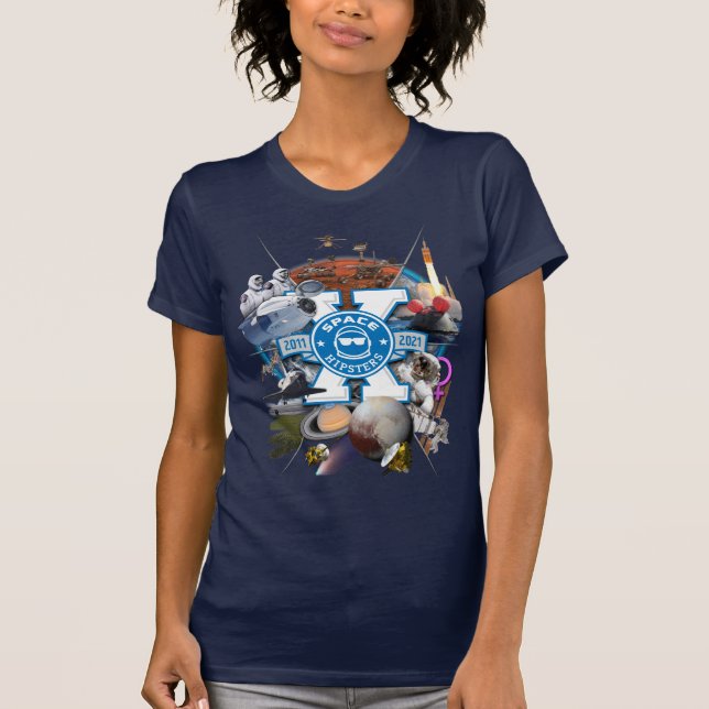 Camiseta Camisa-Collage Space Hipsters® X - Mujeres (Armada (Anverso)