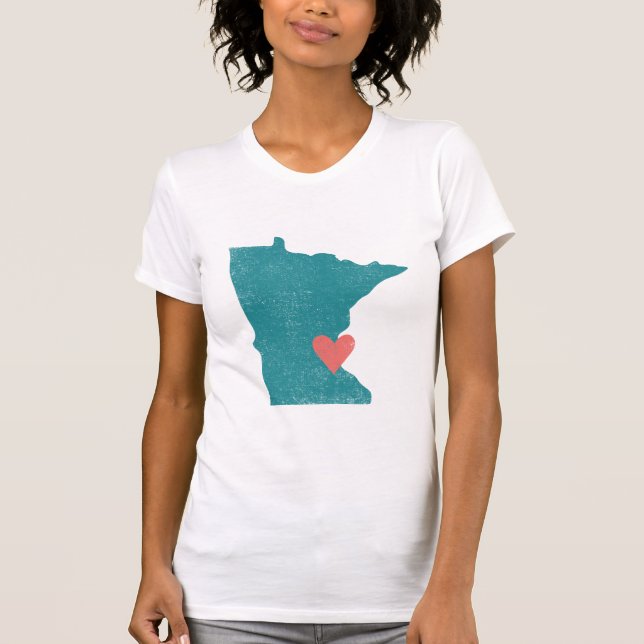 Camiseta ¡Camisa del corazón de Minnesota (turquesa) - (Anverso)