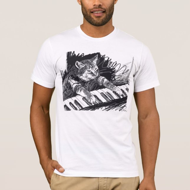 Camiseta ¡Camisa del dibujo de lápiz del gato del teclado! (Anverso)