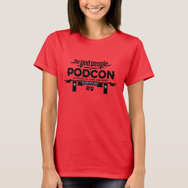 Camiseta ¡Camisa Podcon 2017! - logotipo negro (Anverso)