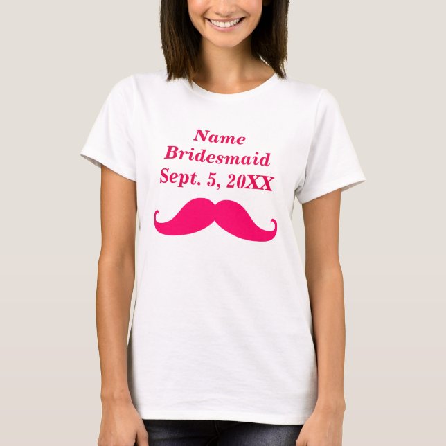 Camiseta Camisas básicas de mujeres con bigote rosa de dama (Anverso)