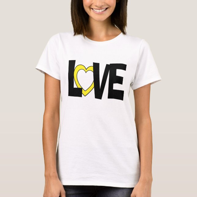 Camiseta Camisas boda de palabras de amor negro amarillo (Anverso)