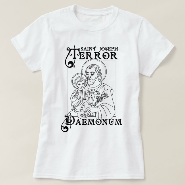 Camiseta Camisas católicas St Joseph Terror de los demonios (Diseño del anverso)