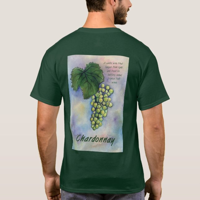 Camiseta Camisas Chardonnay de uvas y descripción de vino (Reverso)