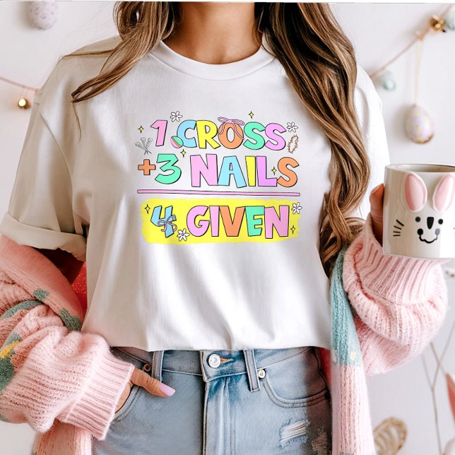Camiseta Camisas cristianas de Pascua; 1 cruz 3 clavos 4 da (Subido por el creador)