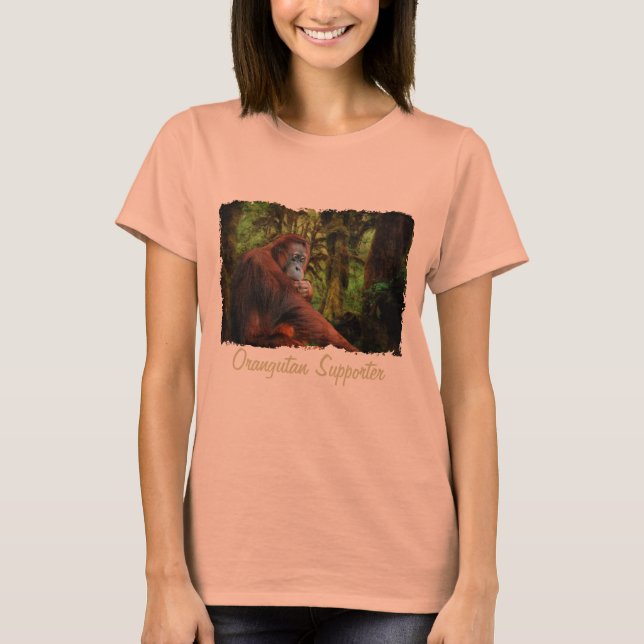Camiseta Camisas de arte de vida salvaje de los simios rojo (Anverso)