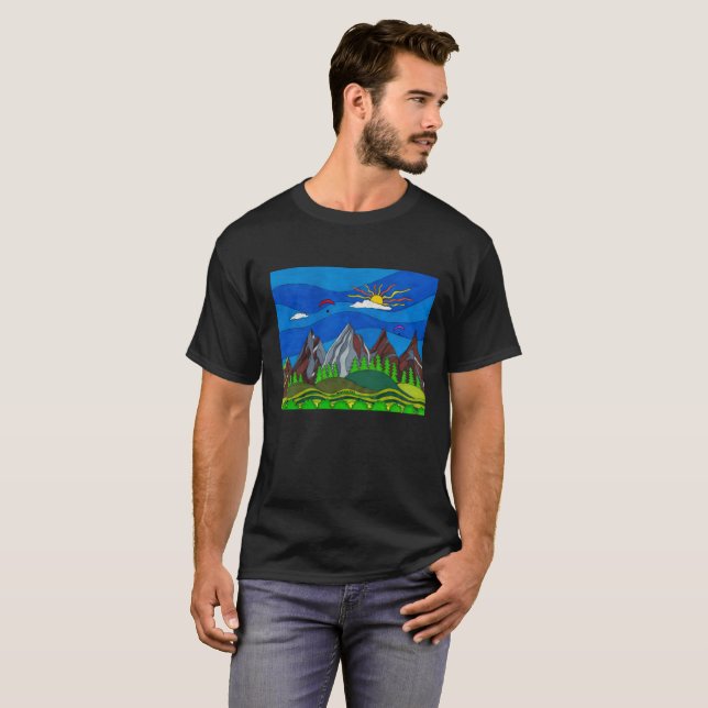 Camiseta Camisas de arte en parapente de montaña (Anverso completo)