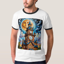 Camiseta Camisas de arte Fantasma Torre del Reloj iluminada
