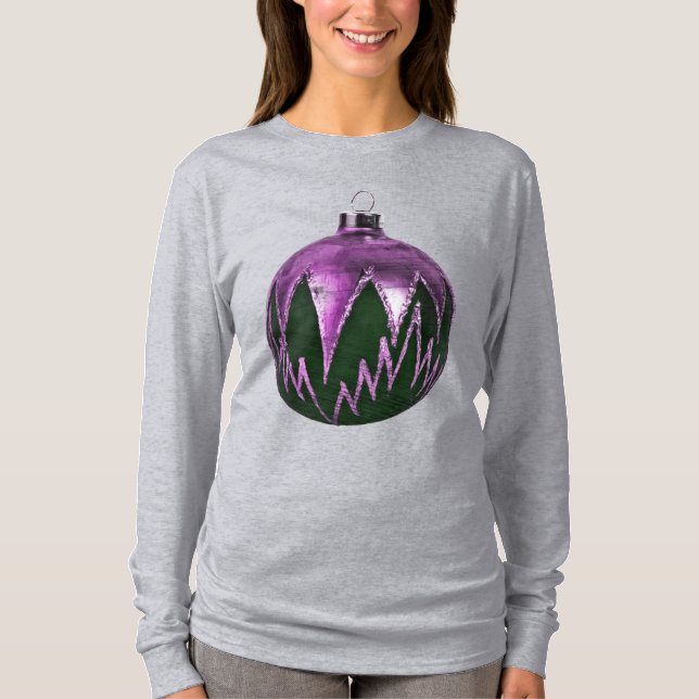 Camiseta Camisas de arte ornamento de Navidad púrpura (Anverso)