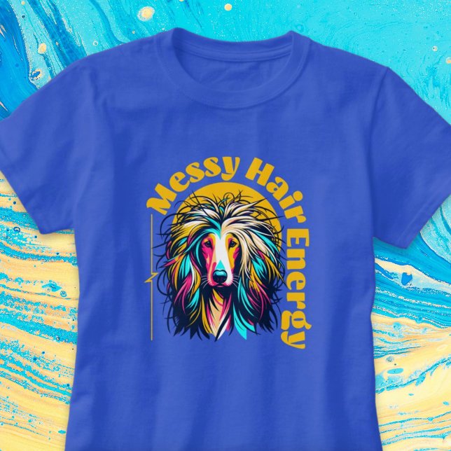 Camiseta Camisas de arte pop para perros con energía de cab (Messy Hair Energy Dog Pop Art Shirt)