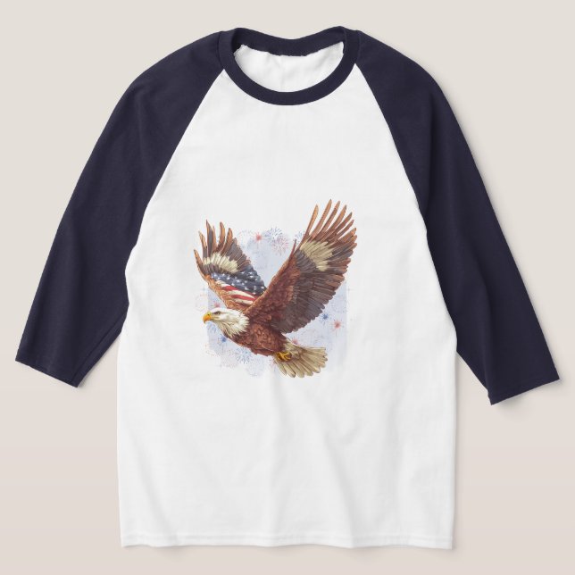 Camiseta Camisas de Béisbol de Águila Americana Patriótica (Distribución)