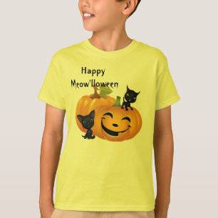 Camiseta Camisas de calabaza de gatos negros de Halloween