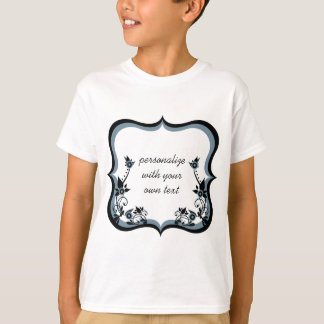 Camiseta Camisas de Chica de marco floral, oscuro perwinkle