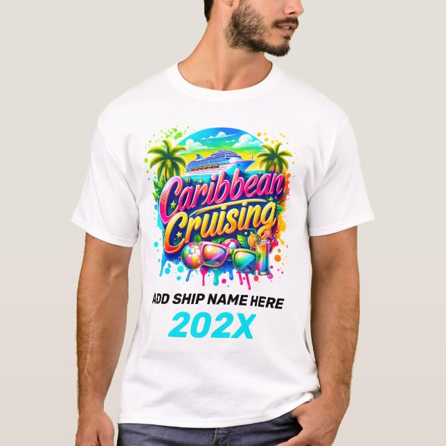 Camiseta Camisas de crucero caribeñas personalizadas (Anverso)