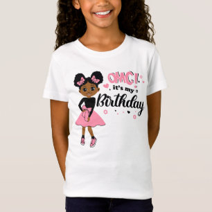 Camiseta Camisas de cumpleaños del Chica Afro Puff
