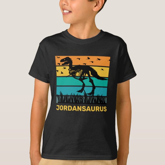 Camiseta Camisas de dinosaurio personalizadas de cumpleaños (Anverso)