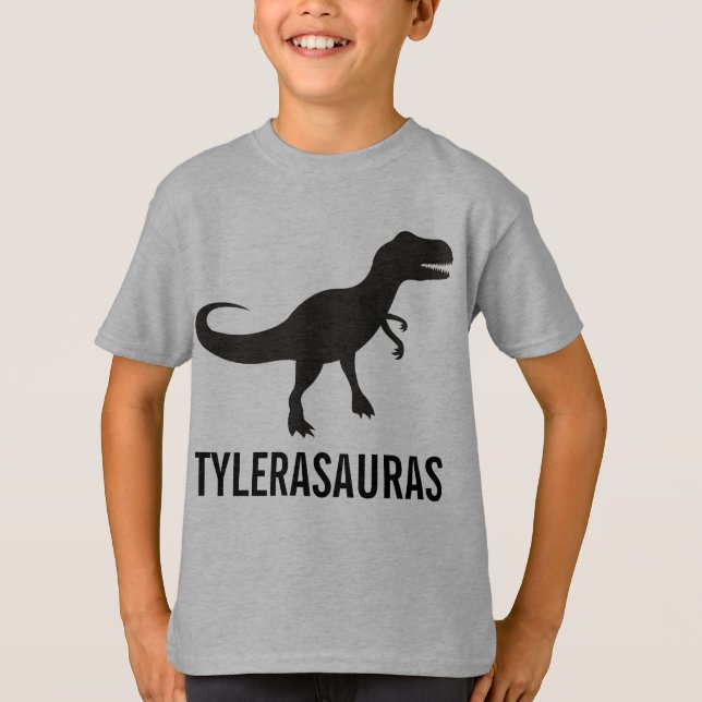 Camiseta Camisas de dinosaurio personalizadas de cumpleaños (Anverso)