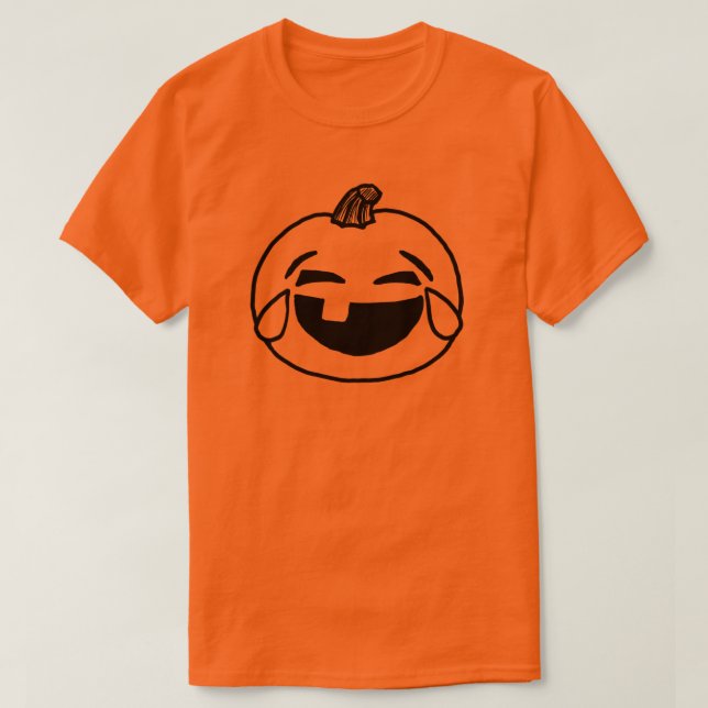 Camiseta Camisas de emoji de calabaza de Halloween riéndose (Diseño del anverso)