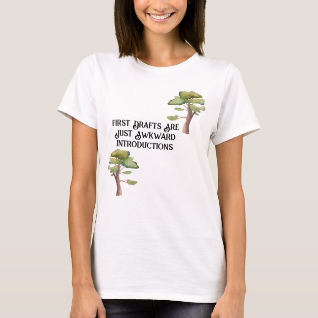 Camiseta Camisas de escritora femenina - primeros borradore (Anverso)