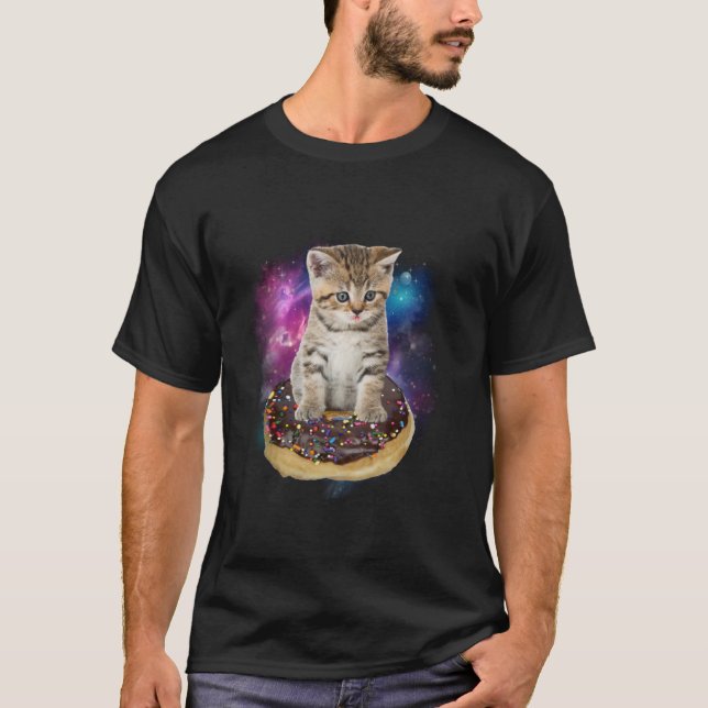 Camiseta Camisas De Gato De Donut Espaciales Volando Galaxi (Anverso)