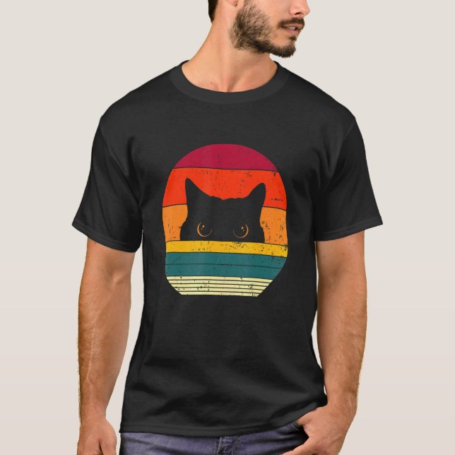 Camiseta Camisas de gato retro, , amante de gato negro vint (Anverso)