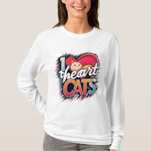 Camiseta Camisas de gatos del corazón - Me encantan los gat