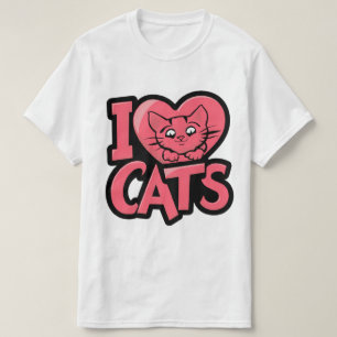 Camiseta Camisas de gatos del corazón - Me encantan los gat