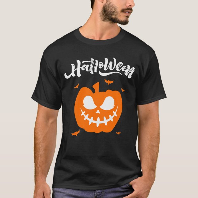 Camiseta Camisas de Halloween con calabaza de cara de fanta (Anverso)