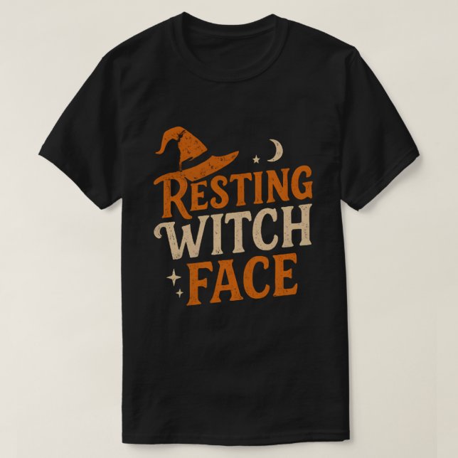 Camiseta Camisas de Halloween con cara de bruja en reposo (Diseño del anverso)