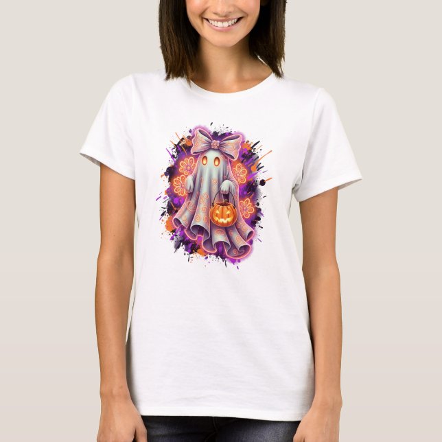 Camiseta Camisas de Halloween de la calabaza fantasma de la (Anverso)