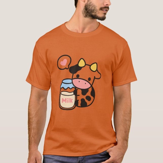 Camiseta Camisas de Kawaii y de Jar Leche Acogedoras (Anverso)