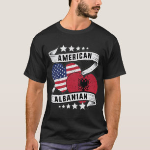 Camiseta Camisas de la bandera albanesa americana mitad alb