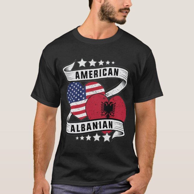 Camiseta Camisas de la bandera albanesa americana mitad alb (Anverso)