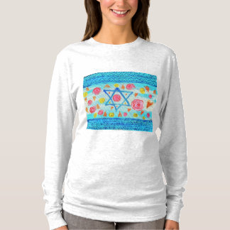 Camiseta Camisas de la bandera israelí con flores y corazon