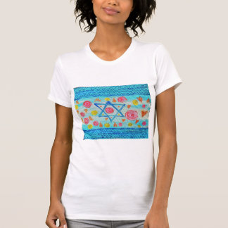 Camiseta Camisas de la bandera israelí con flores y corazon