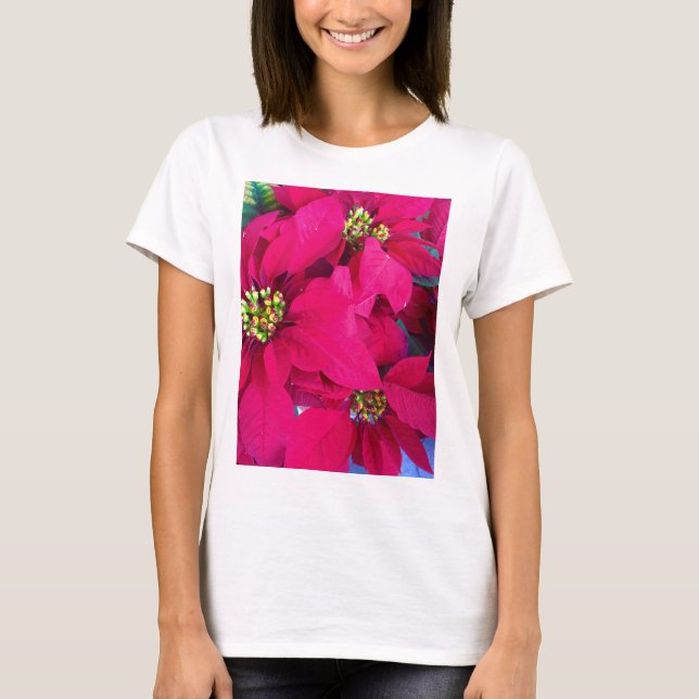 Camiseta Camisas de la poinsettias para mujeres (Anverso)