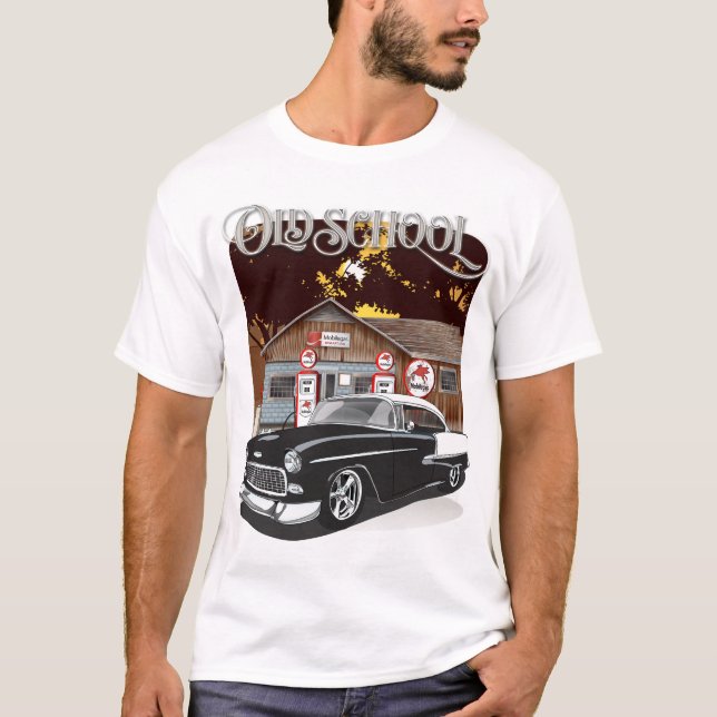 Camiseta Camisas de la vieja escuela de aire negro y blanco (Anverso)
