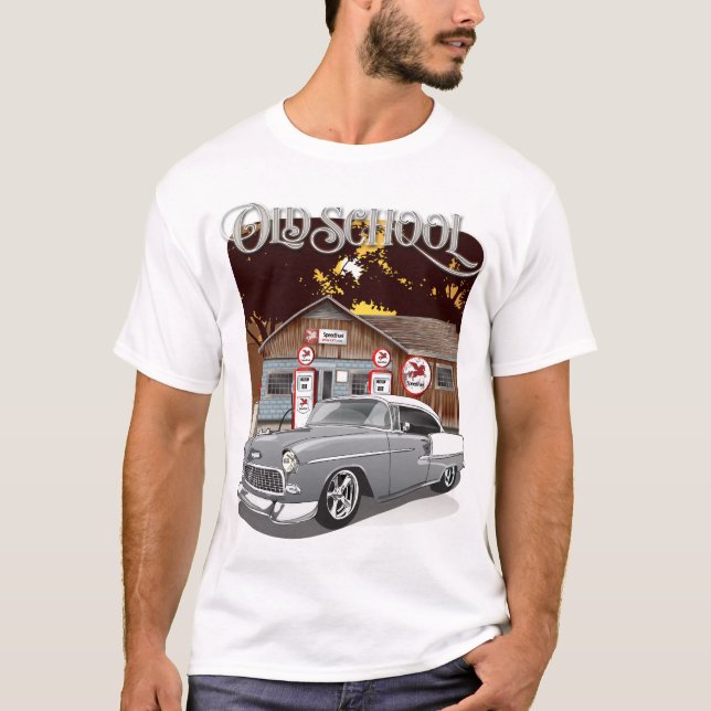 Camiseta Camisas de la vieja escuela Silver Chevy Bel Air d (Anverso)